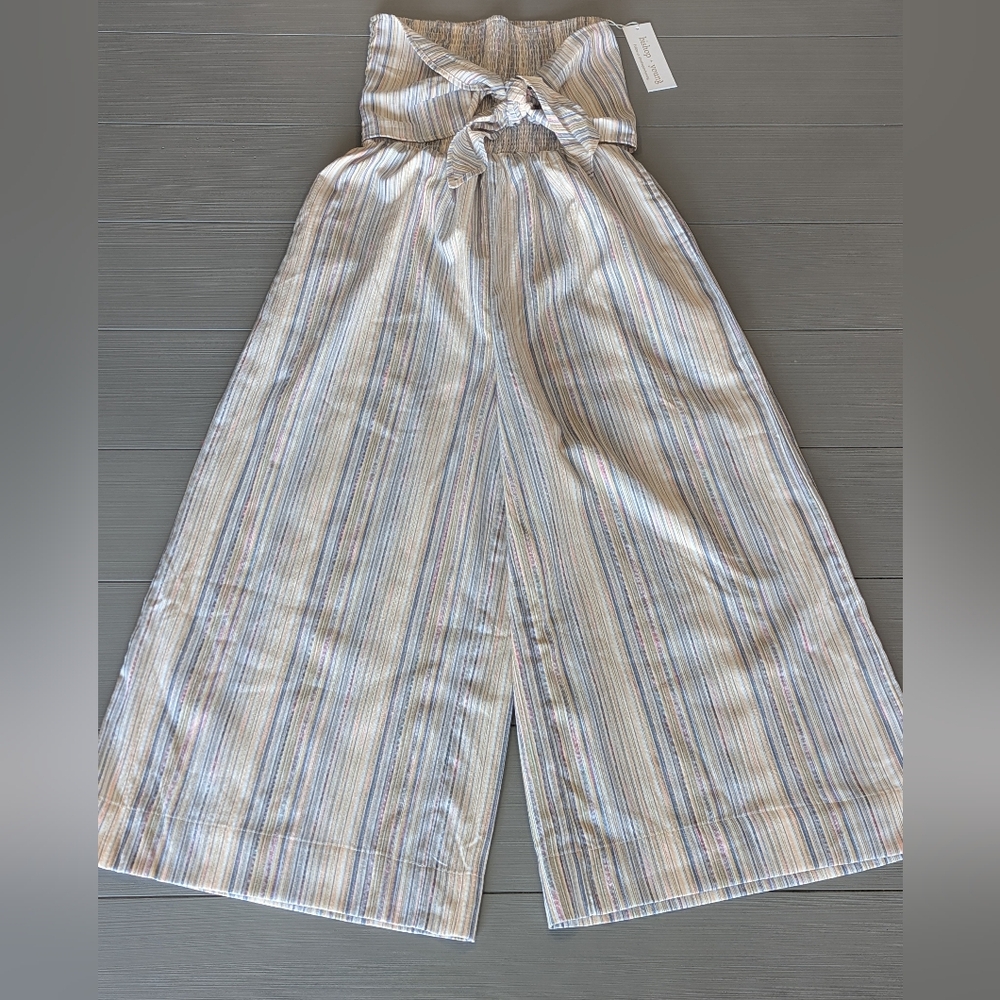 NWT Bishop + Young Women's Elvia Tie Front Pastel Illuminae Striped Jumpsuit
